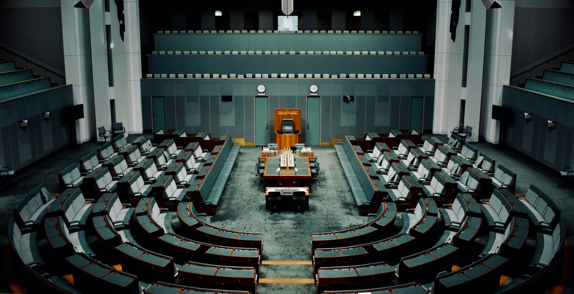An empty parliamentary chamber